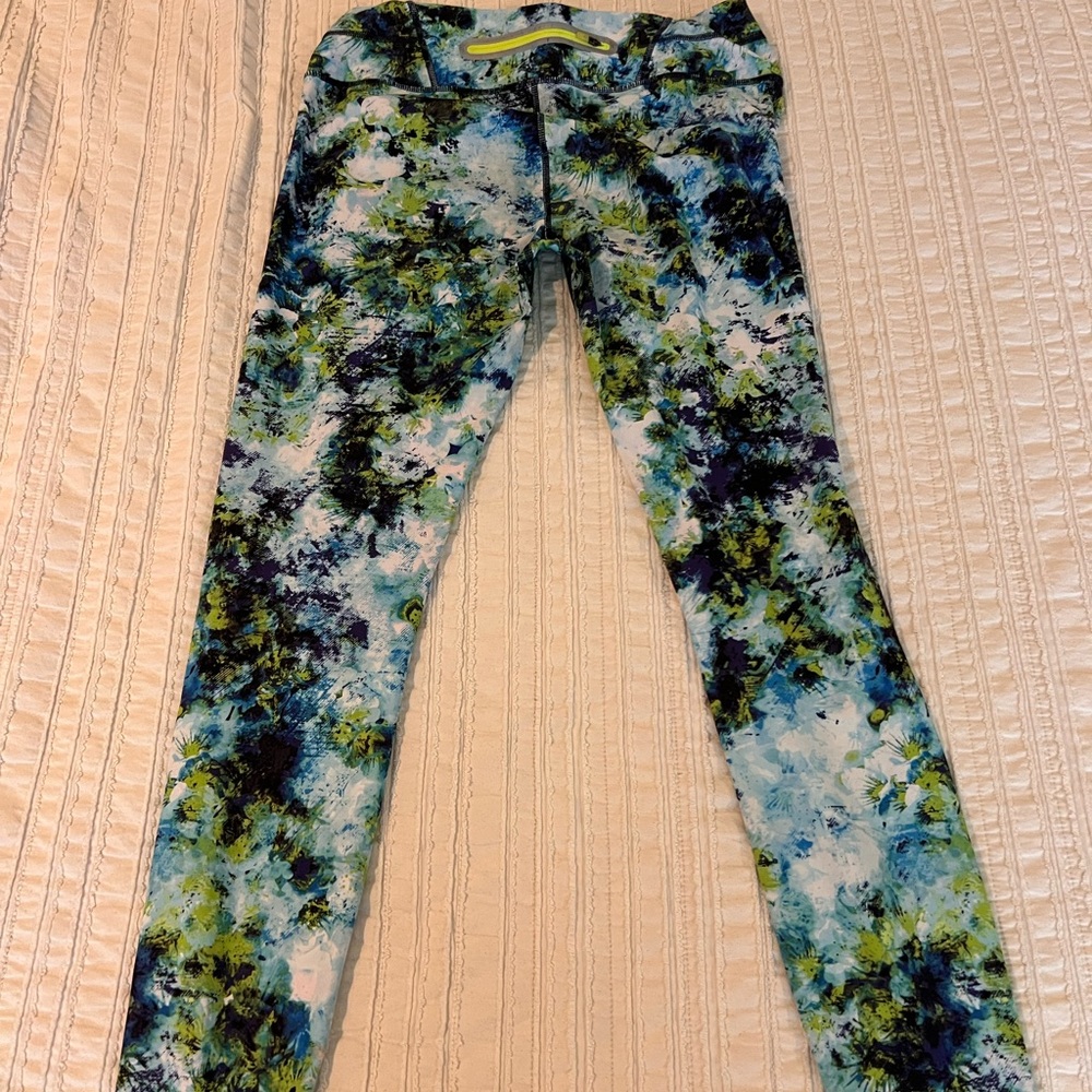 Athleta Blue and Green Abstract Leggings